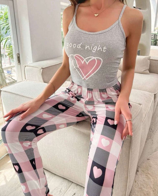 Heart and Plaid PJ Pants Set