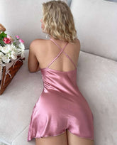 Cross Back Satin Night Dress