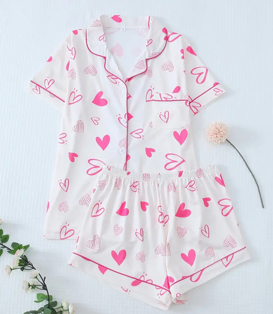 Heart Print Cotton PJ Set