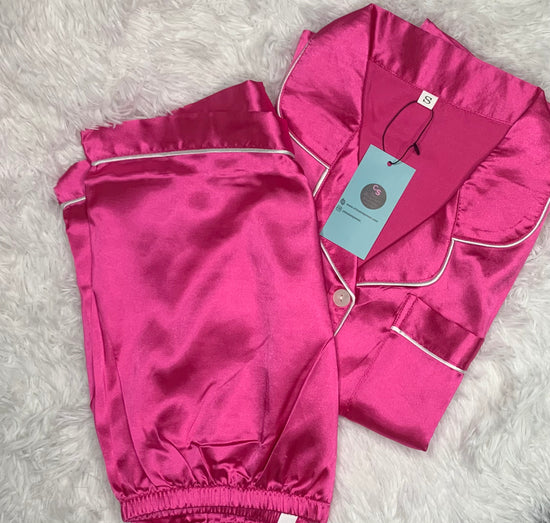 Rose Pink Satin PJ Set