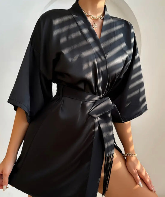 Black Satin Robe