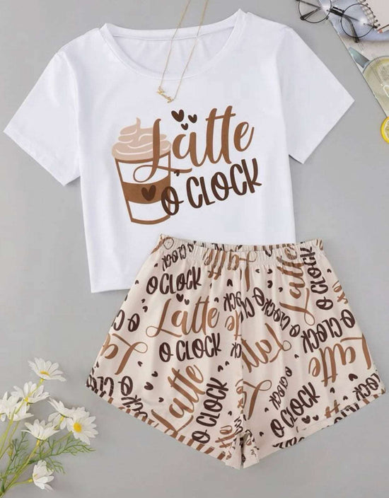 Print Tee With Shorts PJ Set