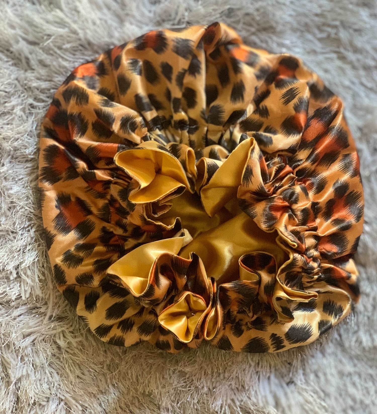 Cheetah Print Ruffle Bonnet