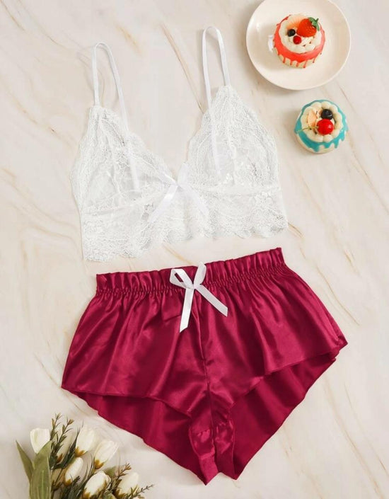 Burgundy and White Lingerie